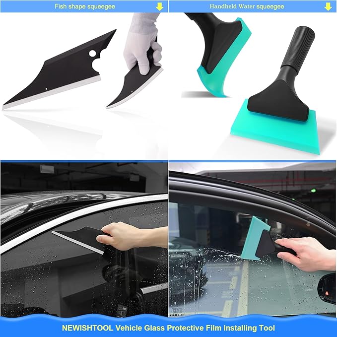 NEWISHTOOL Window Film Application Kit Car Tint Installation Tools with Spray Bottle PPF Squeegee Felt Scraper Knife for Vehicle Glass Protective Film Installing Tool Vinyl Wrap Kit Tools Tinting Kit