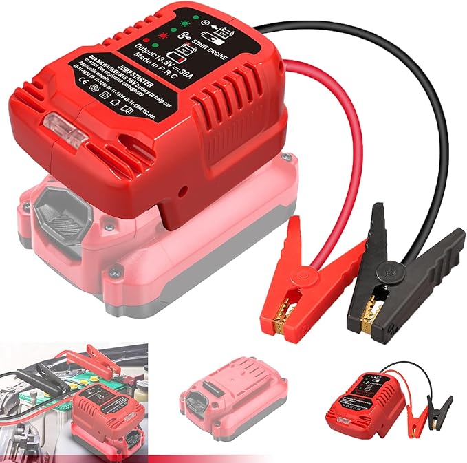 Heavy Duty Battery Jumper Cable Clamps for Craftman 20V Battery, Convert to Jumper Starter Automotive Booster with 11AWG Cables,Parrot Clips, Power for Quick Charging Connector -2 Clamps, Red & Black