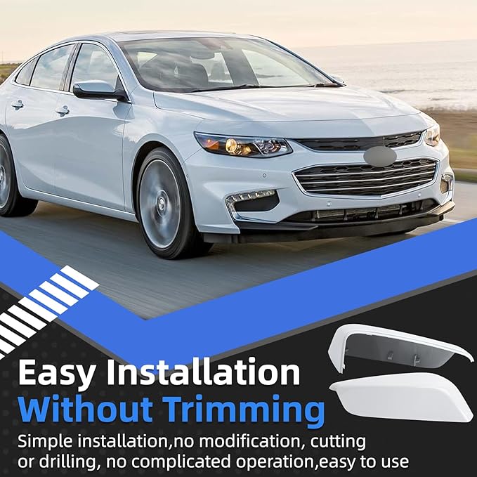 Passenger Side Mirror Cover Replacement for Chevrolet Chevy Malibu 2016 2017 2018 2019 2020 2021 2022 2023 2024 2025 - Right Side Mirror Covers, Rear View Mirrors Cap Accessories White