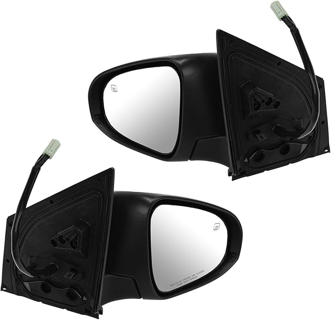 TRQ 2 Piece Driver and Passenger Side Mirror Assembly Set Electric Adjustment Heated No Memory Black Compatible with 2014-201