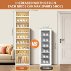 CIMLORD 9-Tier Foldable Shoe Rack Organizer for Closet 18Pairs Plastic Shoe Shelf Collapsible Shoes Storage Box Clear Shoe Bo