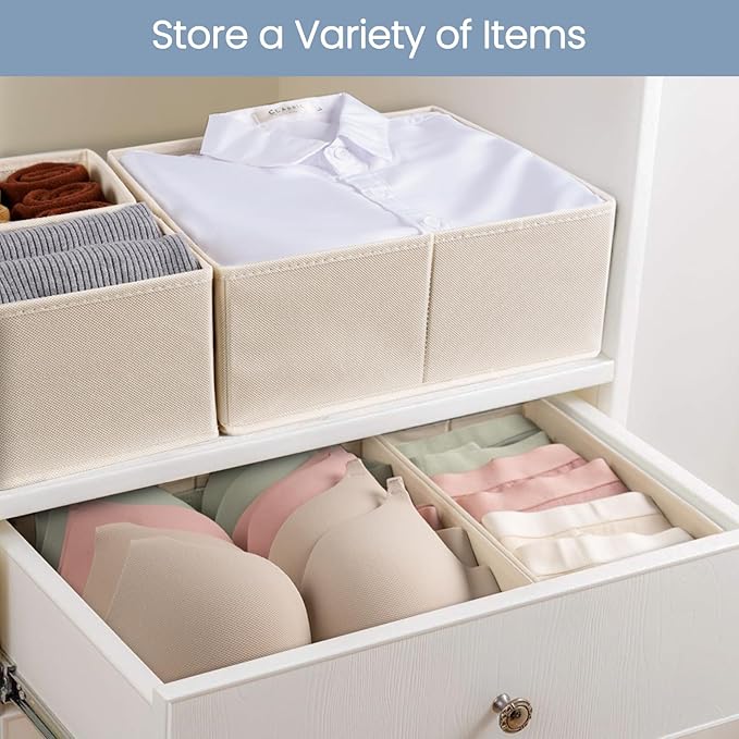 Criusia Drawer Organizer Clothes, 24 Pack Underwear Drawer Organizers, Foldable Closet Organizers and Storage Dresser Drawer 