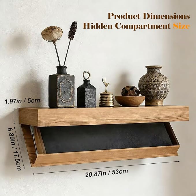 Magic Flap Hidden Shelf with Secret Compartment, Wall Mounted Floating Shelf with Concealed Storage Drawer, Hidden Compartmen
