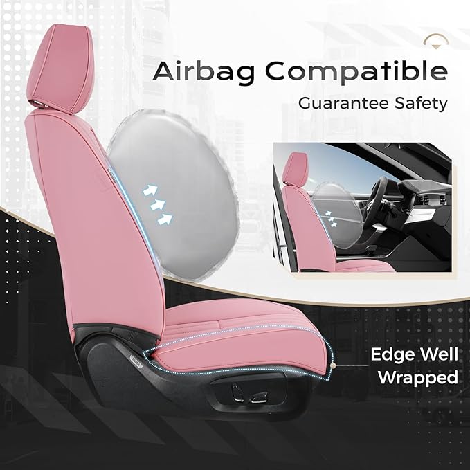 Coverado Car Seat Covers Front Seats, Seat Covers for Cars, Car Seat Protector, 2-Pack Car Seat Cushion Nappa Leather, Waterp