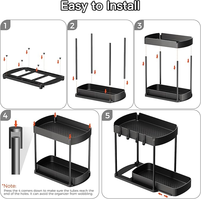 Ukeetap 2 Pack Multi-Purpose Pull-Out Storage Organizers, Under Sink Organizers and Storage for Bathroom & Kitchen, Under Cab