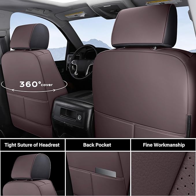 Coverado Chevy Silverado Seat Covers, Faux Leather Seat Covers Fit for Chevy Silverado GMC Sierra 2007-2026 1500, 2015-2026 2
