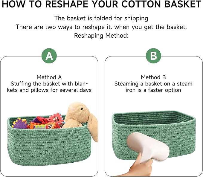 MiniArk Small Storage Baskets for Organizing | Closet Organizer Bins | Shelf Toy Basket | Woven Rope Baskets | Cube Decorativ