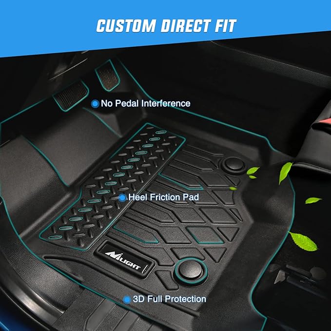 Nilight TPE Floor Mats for 2021 2022 2023 2024 2025 2026 Chevy Chevrolet Tahoe GMC Yukon Cadillac Escalade Bench Seating, All Weather Custom Fit Heavy Duty Floor Liners