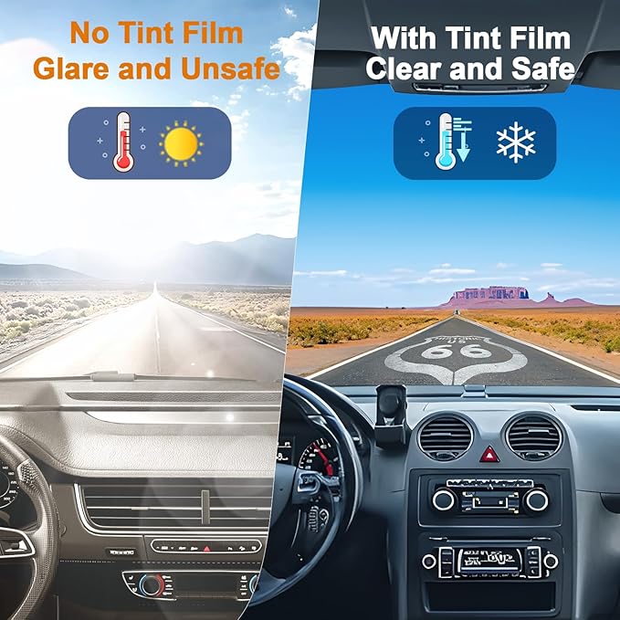 Window Tint Film for Cars Privacy Protection Automotive Film 5% VLT Nano Ceramic Car Winodw Tint Front Windshield Heat Glare UV IR Rays Block Scratch Resistance 36" X15ft