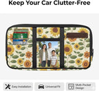 Car Sun Visor Organizer,Sunflower Theme Multi-Pocket Visor Organizer Storage Pouch with Double Zippers Document Holder for Insurance, Pen, Chapstick