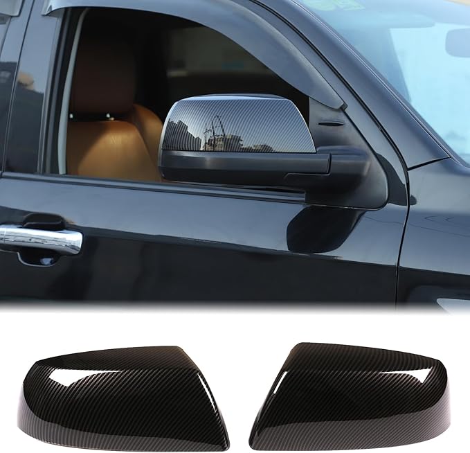 Car Door Rear View Mirror Cover Trim Compatible with Toyota Tundra 2007-2021 Sequoia 2008-2020 Exterior Rearview Mirror Housing Cap Protector Accessories, Only Fit Without Turn Signal Lights Version
