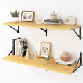 Deep Floating Shelves Wall Mounted, 36"x12" Oak Wall Shelves with Brackets Set of 2 for Bedroom, Living Room, Bathroom, Kitch