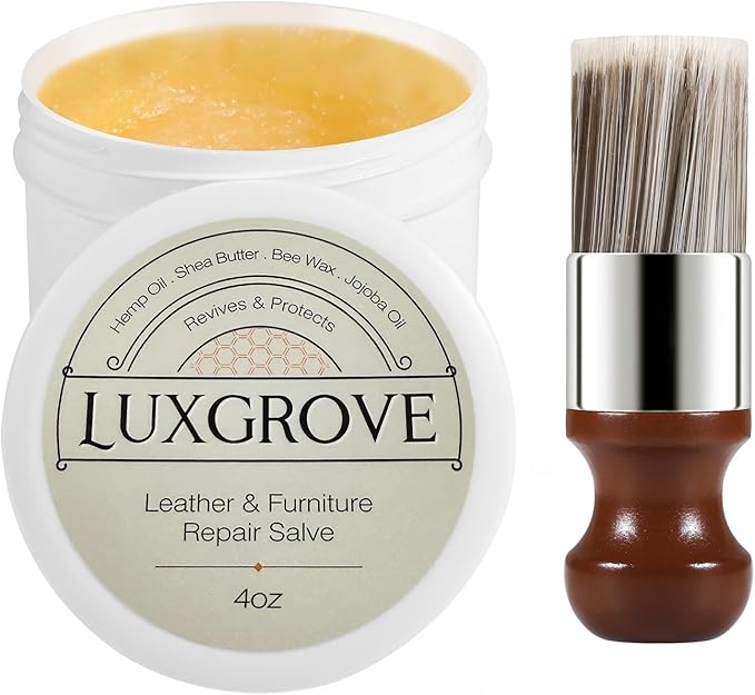LUXGROVE® Leather & Furniture Repair Salve- Polisher, Leather Cleaner & Conditioner to Soften, Protect & Restore Leathercraft