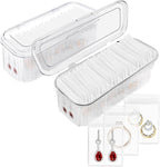2 Packs Acrylic Jewelry Box with 100pcs PVC Portable Anti Oxidizing Zipper Bags Flip Lid Jewelry Organizer for Earrings Rings