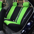 FH Group Car Seat Covers Flat Cloth Automotive Green Full Set, Rear Solid Bench Universal Fit Combo Steering Wheel Cover & Seat Belt Pads Car Seat Protector for Cars Trucks SUV Interior Accessories