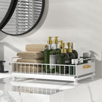 Under Sink Organizer, Single Tier Metal Pull Out Sliding Drawer Shelf for Kitchen Bathroom Cabinet Storage, Sturdy Rack – Whi