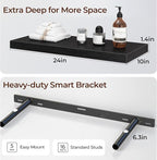 Fun Memories Floating Shelves for Wall 24 Inch Set of 3, Farmhouse Floating Shelves with Invisible Heavy Duty Bracket, 10 Inc