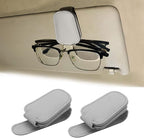 2 Pack Leather Car Visor Sunglass Holder, Magnetic Leather Glasses Eyeglass Hanger Clip for Car, Sunglass Clip Glasses Holder for Car Visor (Gray)