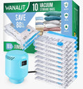 WANALIT Vacuum Storage Bags with Electric Pump, 10 Pack Jumbo Size（40"x28"） Reusable Compression Space Saving Bag for Clothes