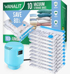 WANALIT Vacuum Storage Bags with Electric Pump, 10 Pack Jumbo Size（40"x28"） Reusable Compression Space Saving Bag for Clothes
