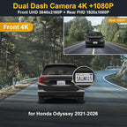 Fitcamx Front 4K+Rear 1080P Dash Cam Adapts for Honda Odyssey 2021-2026 Gen6 (HD2-D5900), OEM Factory Look, 2 Way HD Video, B