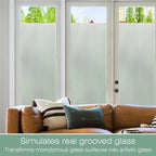STATINT Reeded Glass Window Privacy Film 3D Decorative Frosted Non Adhesive UV Heat Blocking Day and Night Vinyl Privacy Clings for Bathroom Living Room，29.5 Inch X 13.1 Feet