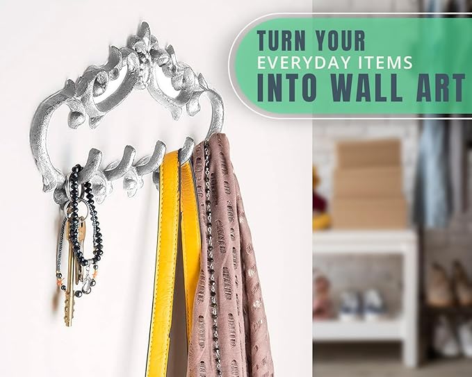 Comfify Cast Iron Wall Hanger – Rustic Design with 5 Hooks – Heavy Duty Metal Organizer for Keys, Towels, Robes, and Clothes 