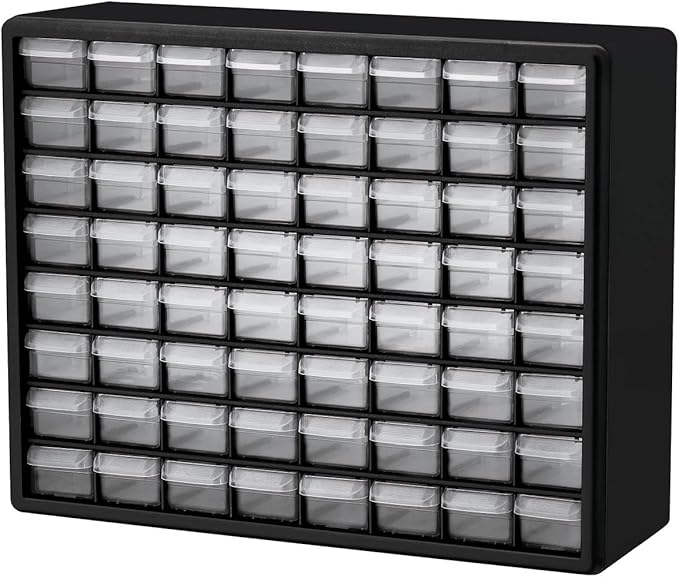 Akro-Mils 64-Drawer Plastic Drawer Storage Cabinet for Garage Organization, Bead Organizer, Building Bricks Storage, Teacher 