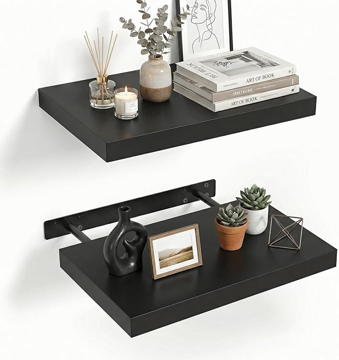 INHABIT UNION 17.5in Floating Shelves for Wall, Wall Mounted Shelves for Decor Storage Set of 2, Floating Shelf for Bedroom, 