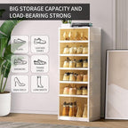 CIMLORD 6-Tier Foldable Shoe Rack Organizer for Closet 12Pairs Plastic Shoe Shelf Collapsible Shoes Storage Box Clear Shoe Bo