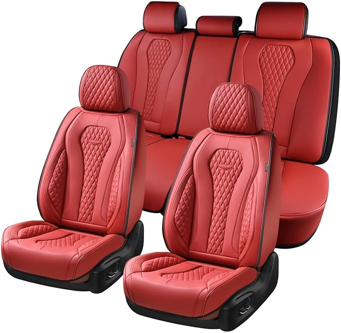 Coverado Seat Covers, Car Seat Covers Full Set, Red Car Seat Cover, Car Seat Covers Front Seats Back Seat Covers, Waterproof 
