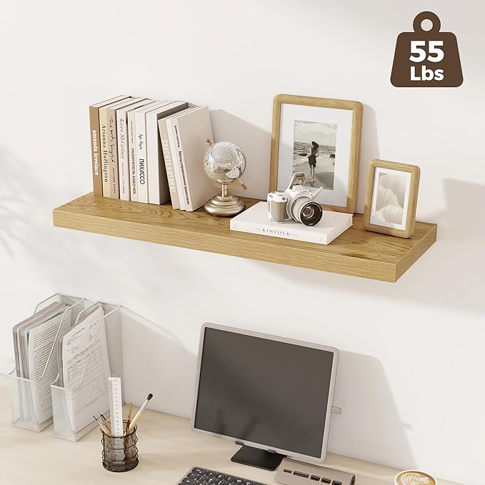 Fun Memories Deep Floating Shelves, 36" W x 12" D Wood Floating Shelves for Wall, 2 Pack Extra Deeper & Thicker Wall Mounted 