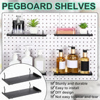Lineshading 4 Pcs Pegboard Shelves, 10 x 4 Inch Metal Shelf Brackets Pegboard Tray Accessories Wall Organizer for Craft Room 