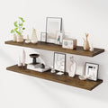 Dreamland 55" Floating Shelves for Wall, 12" Deep Slim Rustic Brown Floating Shelves, Wall-Mounted Shelves for Bedroom, Livin