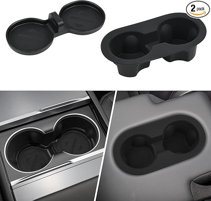 frani Cup Holder Set (2-Piece) Compatible with Tesla Model Y 2021-2026 & Juniper Refresh - Premium Silicone Inserts for Cente