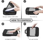 Compression Packing Cubes for Suitcases,5 Set Travel Essentials, Lightweight Luggage Organizer Bags, Travel Cubes for Carry o