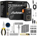 AUTOWN Flat Tire Repair Kit with Air Compressor 54 Pieces for Car, Motorcycle, ATV, Jeep, Truck, Tractor Flat Tire Repair (54