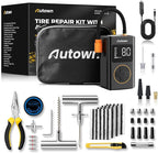 AUTOWN Flat Tire Repair Kit with Air Compressor 54 Pieces for Car, Motorcycle, ATV, Jeep, Truck, Tractor Flat Tire Repair (54