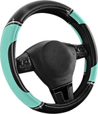 Road Comforts Leather Steering Wheel Cover - Made with PVC Leather - Anti-Slip, Universal Fit 14 1/2 inches to 15 inches - Mi