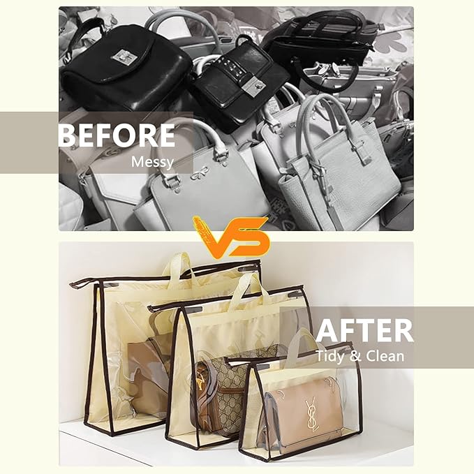 CINPIUK Clear Handbag Storage Bags Purse Organizer for Closet, Zipper Hanging Storage Bag for Handbags, XL, 2PCS