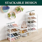 Smiry Small Bamboo Shoe Rack 4-Tier, Stackable Wooden Shoe Organizer for Entryway & Closet, Free Standing Wood Shoe Storage S