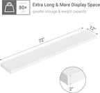 Vivelove 12 in Deep Floating Shelves for Wall, 72" x 12" x 2" Shelves for Room Wall Mounted, 2 Inch Thick Shelf for Bathroom 