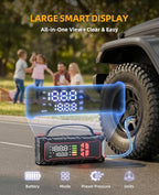 5000A Car Battery Jump Starter with Air Compressor 160PSI, Jumper Starter Portable for 7.0L Gas/6.0L Diesel, Jump Box for Car Battery with Tire Inflator & Power Bank& Jumper Cables, Emergency Kit