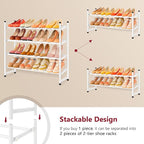 Tajsoon Expandable Shoe Rack for Closet 4 Tier, 29“-41“Adjustable & Stackable Shoe Shelf Storage, Metal Shoe Rack Organizer f