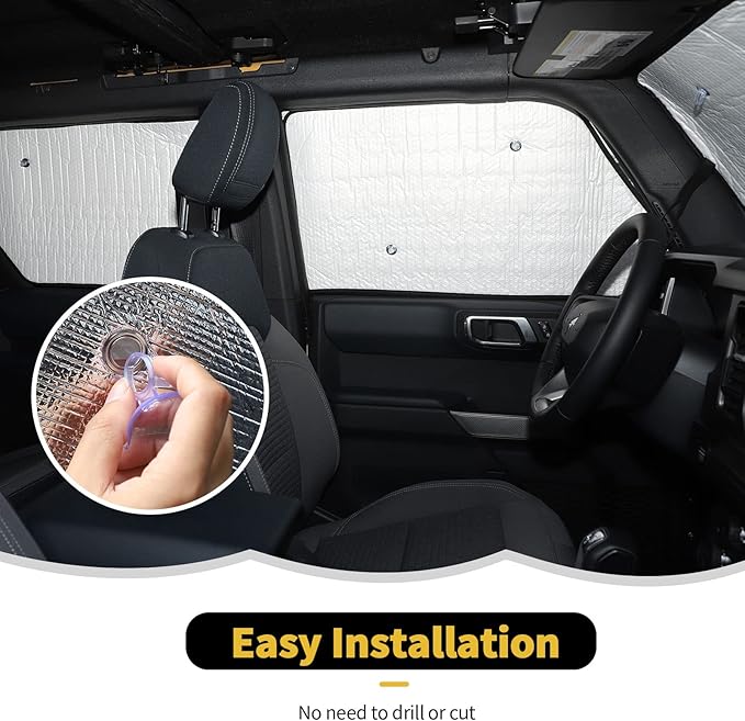 Windshield Sunshade Sun Shade Heat Shield Window Sun Visor Mat for Ford Bronco 4 Door 2021 2022 2023,8PCS