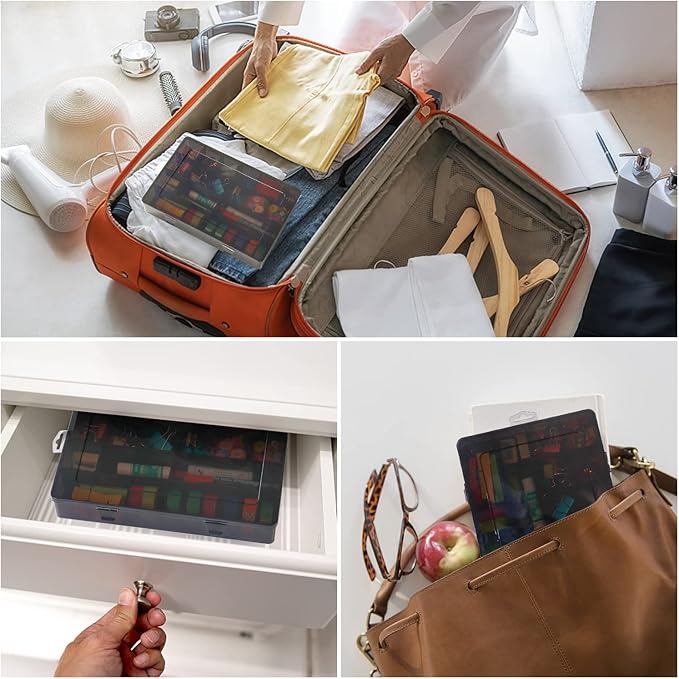 Gbivbe Large 24 Grids Plastic Organizer Box Adjustable Dividers,Clear Storage Box for Jewelry, Art DIY Crafts, Washi Tapes, B