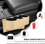 Car Seat Gap Filler Organizer, Multifunctional Auto Console Side Storage Box with Cup Holder, Universal PU Leather Cup Holder Front Seat Crevice Filler for Car Truck SUV (Beige)