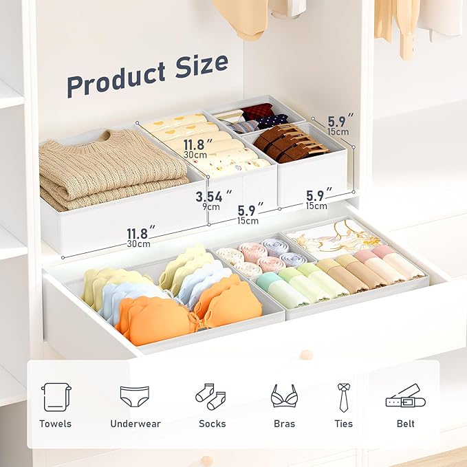 DIMJ Drawer Organizer Clothes Storage - 24 Pack Baby Dresser Organizer for Nursery Closet Organization, Fabric Drawer Organiz