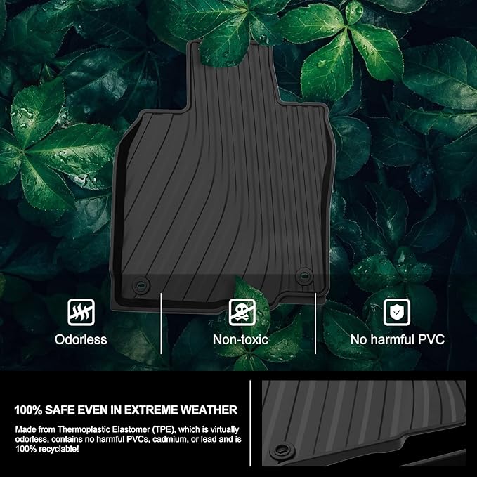 KIWI MASTER Floor Mats for 2022-2026 Honda Civic/Acura Integra, OEM Replacement 08P17-T20-110, Custom Fit All Weather Car Mats, Heavy Duty TPE Floor Liners, Front & Rear 2 Row, Black