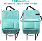 Backseat Car Organizer with Tablet Holder, 6 Storage Pockets Car Storage Organizer with Foldable Food Tray, Kick Mats Travel Accessories, 2 Pack BLue